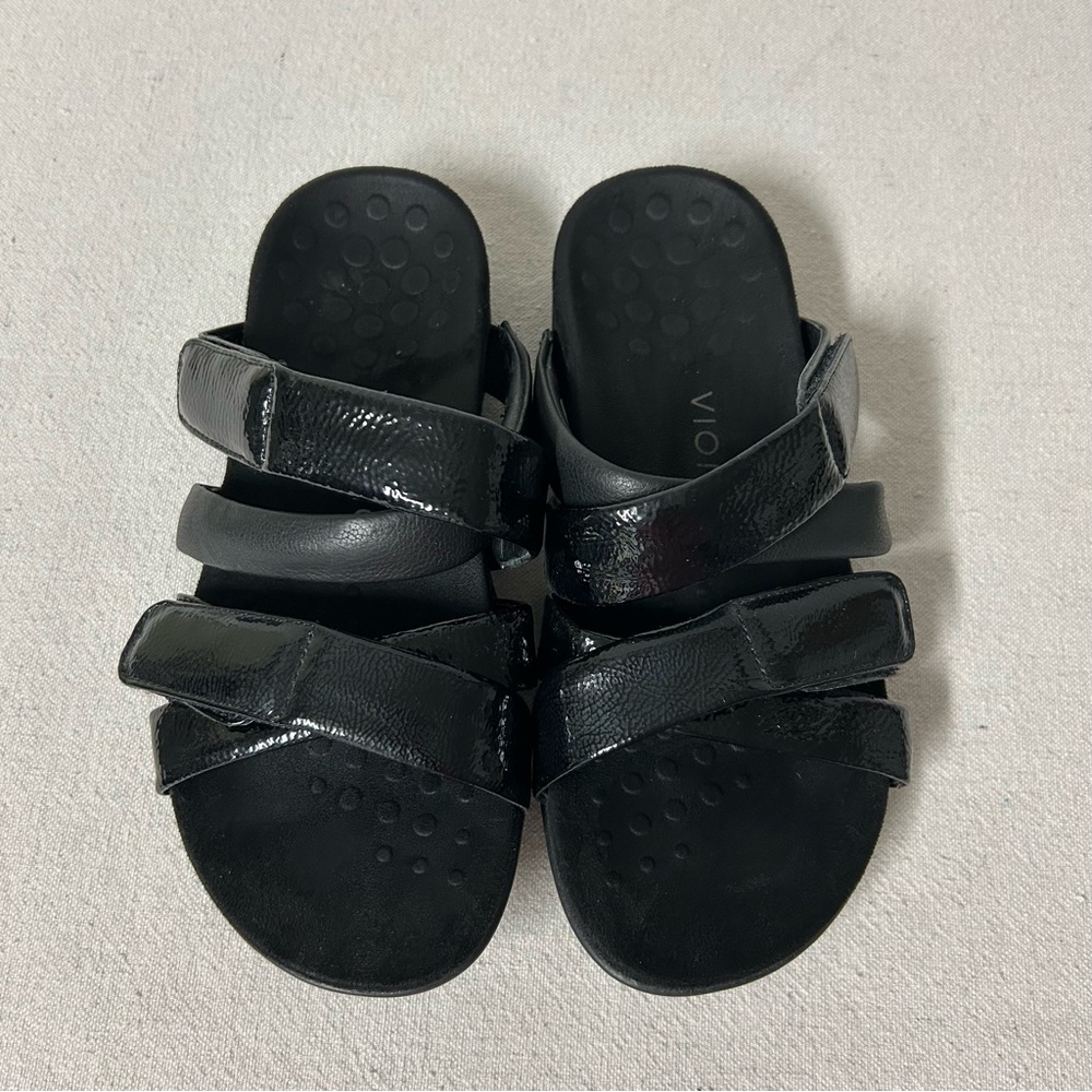 Vionic Sandals Womens 7W Black Patent Leather Hadley
